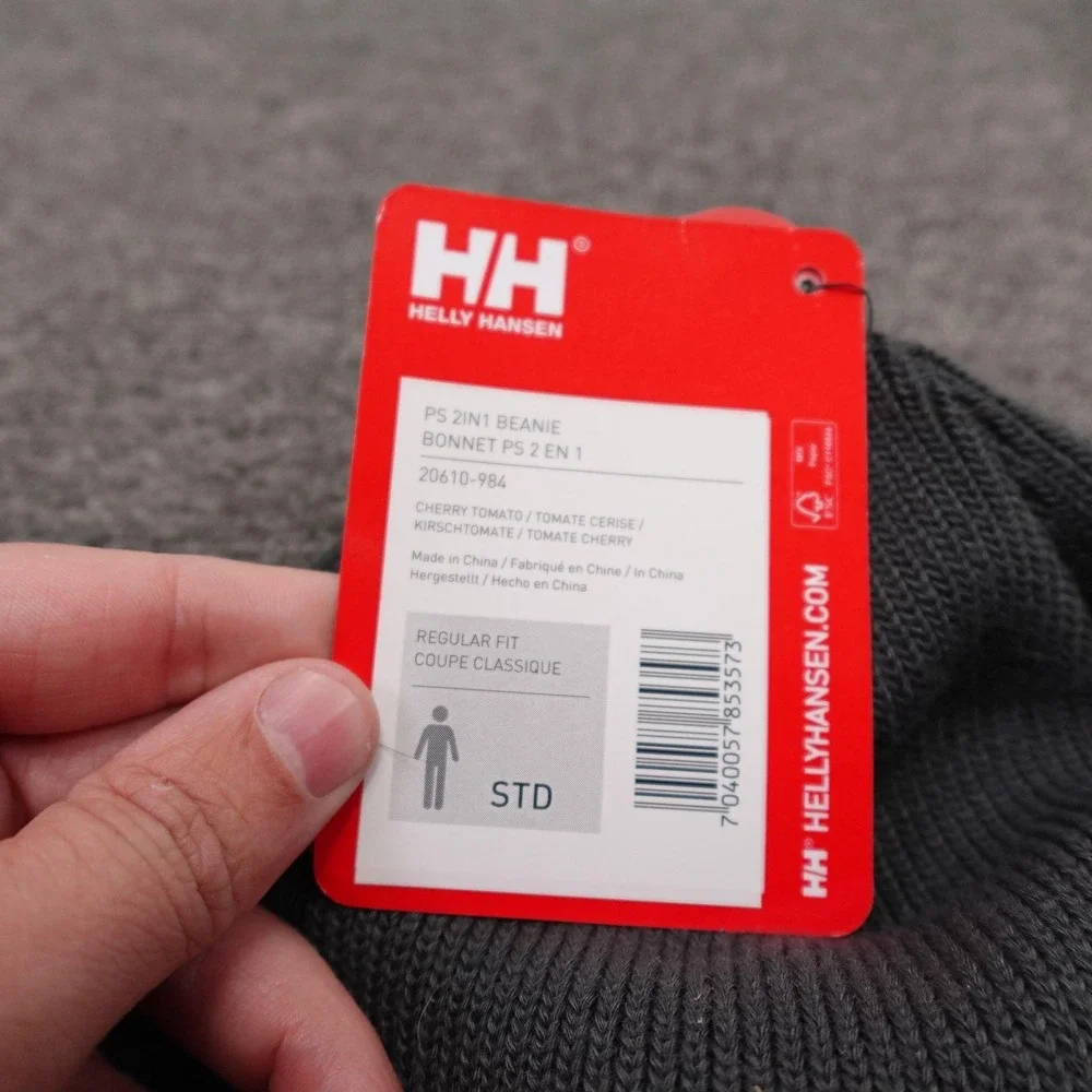 Helly Hansen Hat Beanie Fitted Mens One Size Black PS 2IN1 Lined Knit Winter